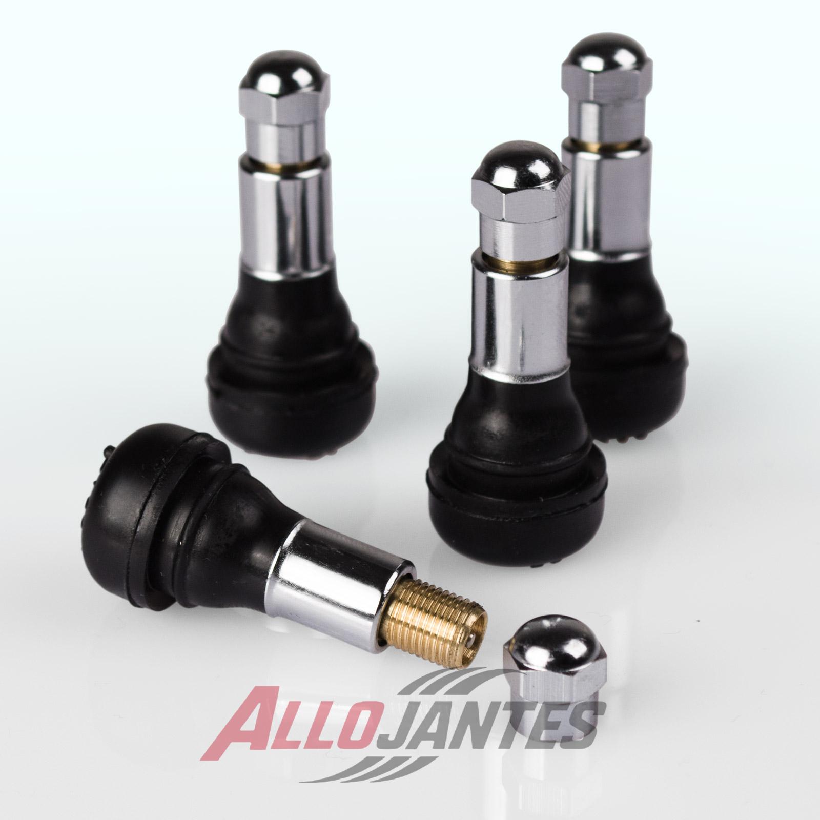 4 Valves de Roues et Bouchons Couleur Alu